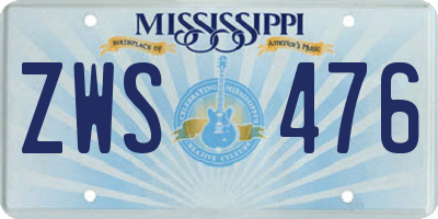 MS license plate ZWS476