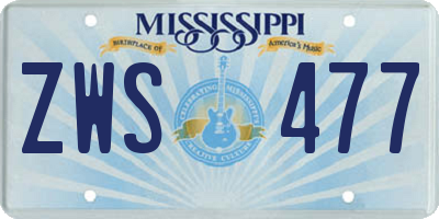 MS license plate ZWS477