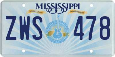MS license plate ZWS478