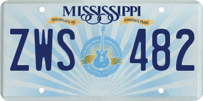 MS license plate ZWS482