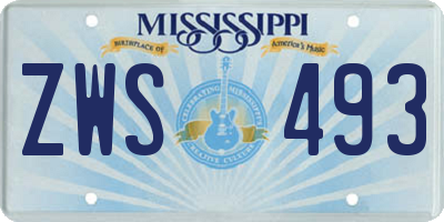 MS license plate ZWS493