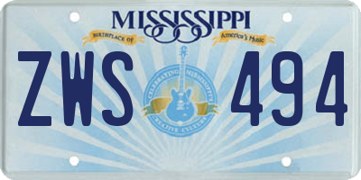 MS license plate ZWS494