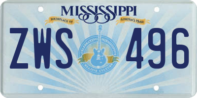 MS license plate ZWS496