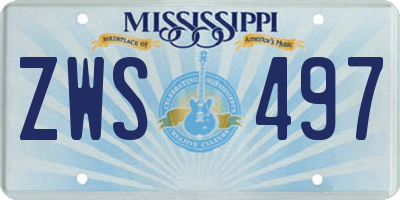 MS license plate ZWS497