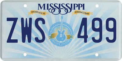 MS license plate ZWS499