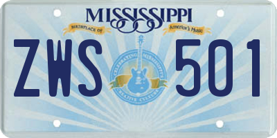 MS license plate ZWS501