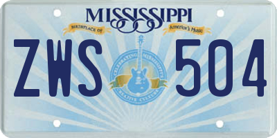 MS license plate ZWS504