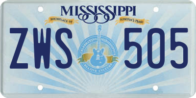 MS license plate ZWS505