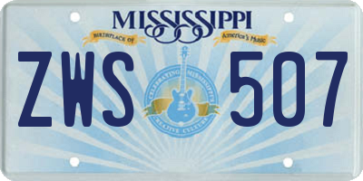 MS license plate ZWS507