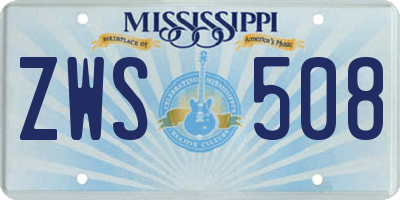 MS license plate ZWS508