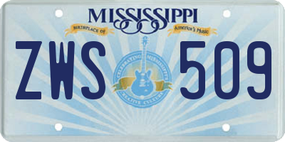 MS license plate ZWS509