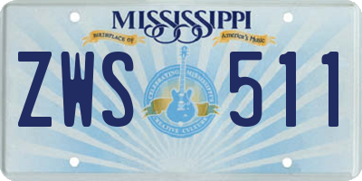 MS license plate ZWS511