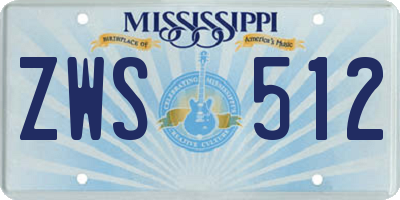 MS license plate ZWS512
