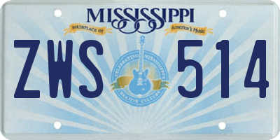 MS license plate ZWS514