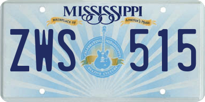 MS license plate ZWS515
