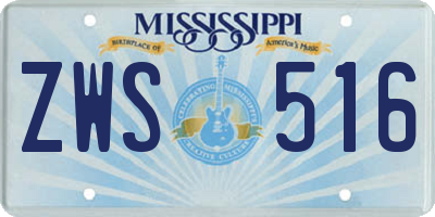 MS license plate ZWS516