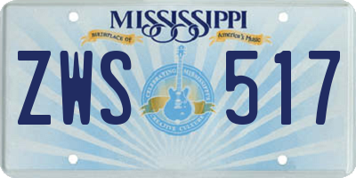 MS license plate ZWS517