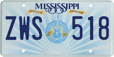 MS license plate ZWS518