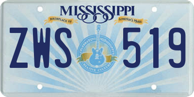 MS license plate ZWS519