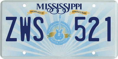 MS license plate ZWS521
