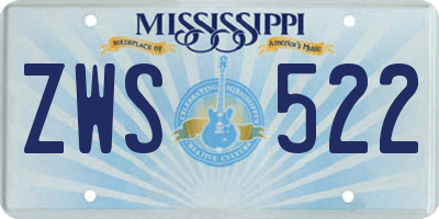 MS license plate ZWS522