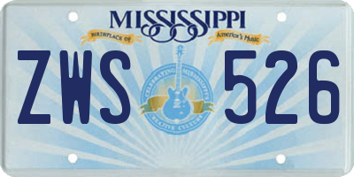 MS license plate ZWS526
