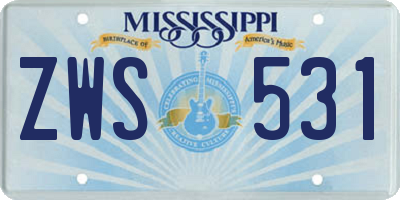 MS license plate ZWS531