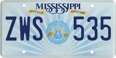 MS license plate ZWS535
