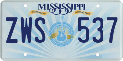 MS license plate ZWS537