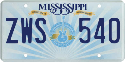 MS license plate ZWS540
