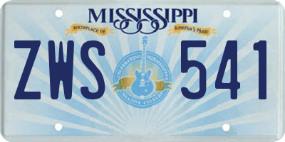 MS license plate ZWS541