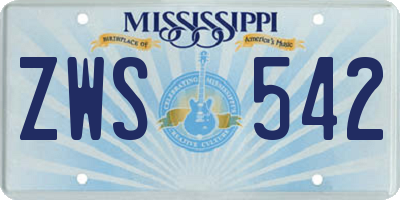 MS license plate ZWS542