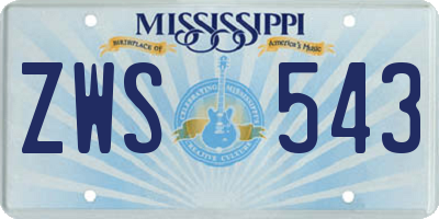 MS license plate ZWS543
