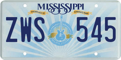 MS license plate ZWS545