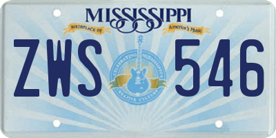 MS license plate ZWS546