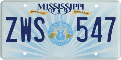 MS license plate ZWS547