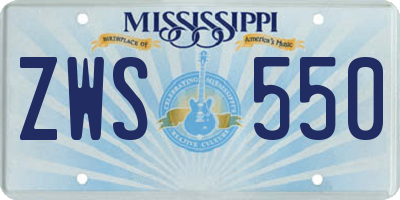 MS license plate ZWS550