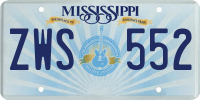 MS license plate ZWS552