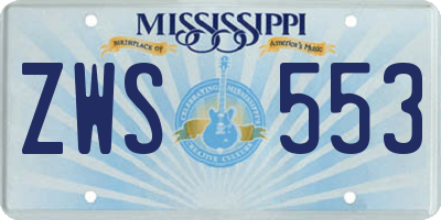 MS license plate ZWS553