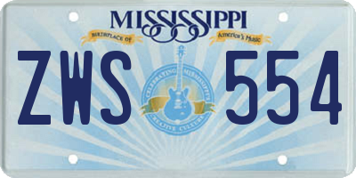 MS license plate ZWS554