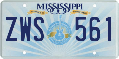 MS license plate ZWS561