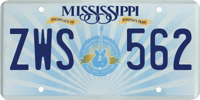 MS license plate ZWS562