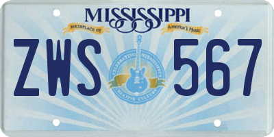 MS license plate ZWS567