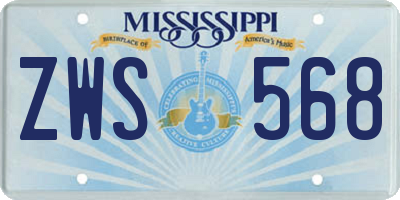 MS license plate ZWS568