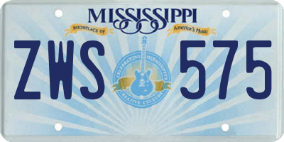 MS license plate ZWS575