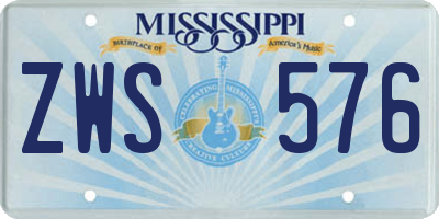 MS license plate ZWS576