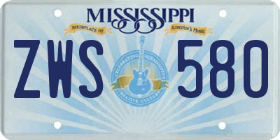 MS license plate ZWS580