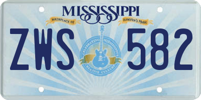 MS license plate ZWS582