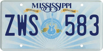 MS license plate ZWS583