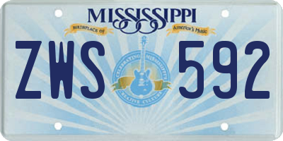 MS license plate ZWS592